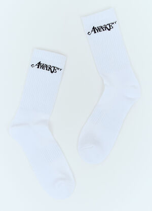 Awake NY Logo Jacquard Socks White awk0156012