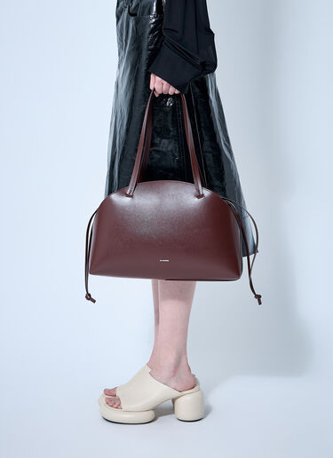 Jil Sander 皮革弧形单肩包  棕色 jil0259015