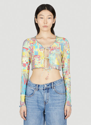 GANNI Printed Self-Tie Top Yellow gan0253007
