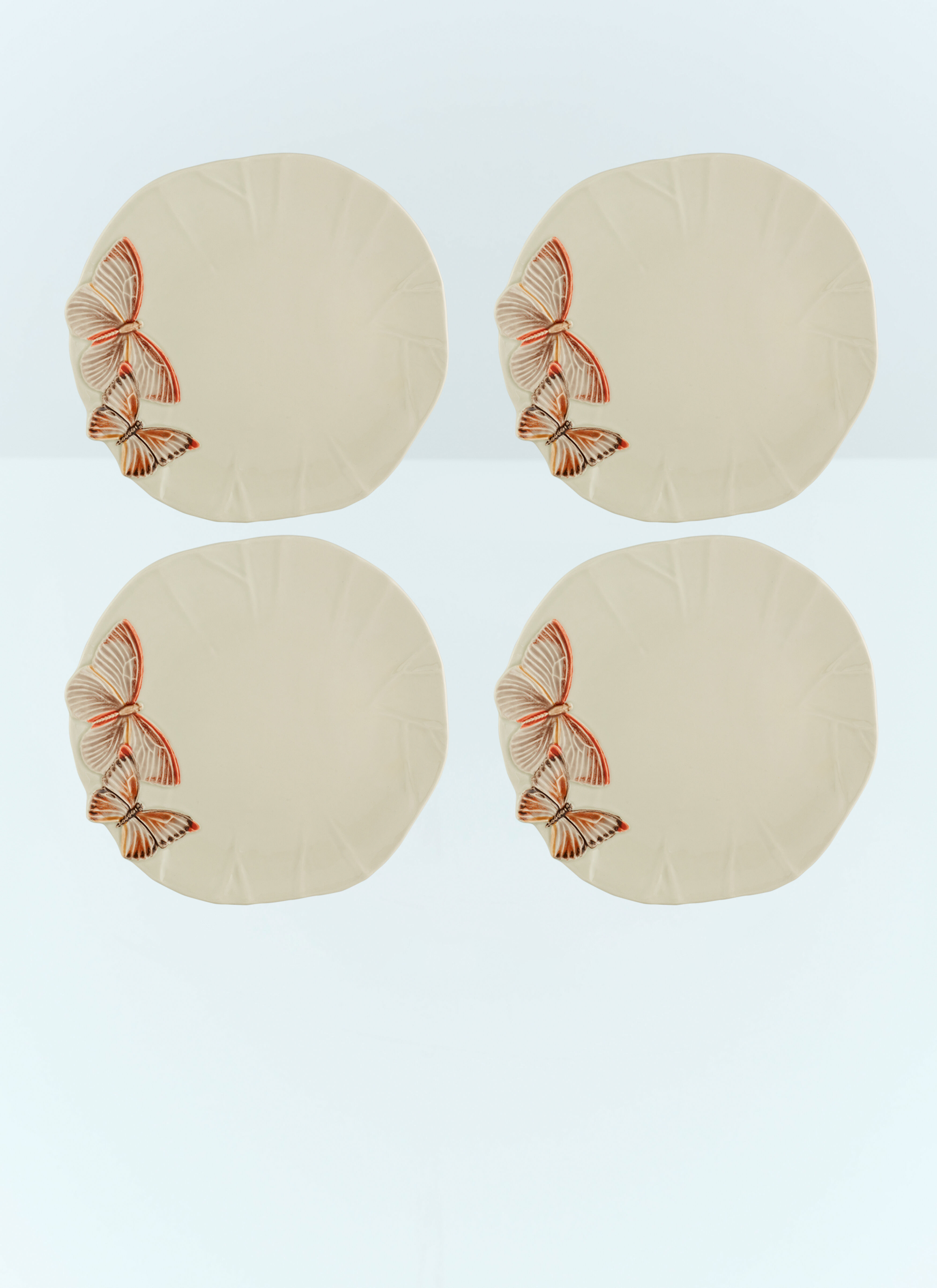 Bordallo Pinheiro Set Of Four Cloudy Butterflies Dinner Plates Green wps0691201