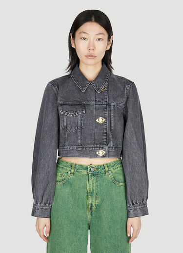 GANNI Cropped Denim Jacket Grey gan0252027