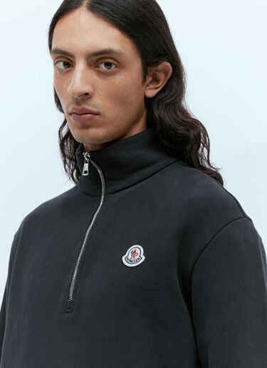 Moncler Logo Patch Half-Zip Sweatshirt Black mon0155021