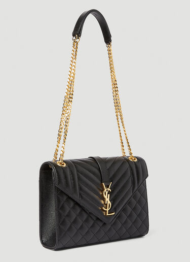 Saint Laurent Envelope Matelassé Medium Shoulder Bag Black sla0249153