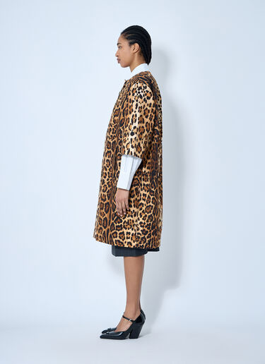 Prada Single-Breasted Leopard Print Drill Coat Brown pra0260066