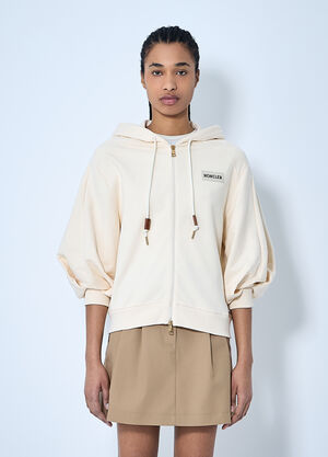 Moncler Hooded Zip-Up Sweatshirt Beige mon0260030