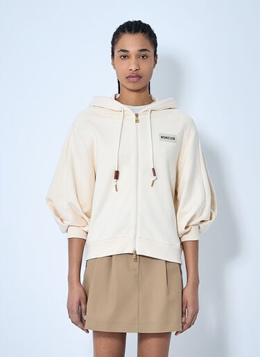 Moncler Hooded Zip-Up Sweatshirt Beige mon0260030