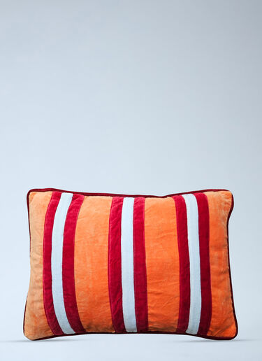 Les-Ottomans Striped Velvet Cushion Multicolour wps0692045