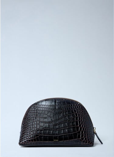 TOTEME Croc-Embossed Day Pouch Dark Brown tot0263084