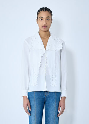 Chloé Embroidered Lavallière Shirt Beige chl0259043