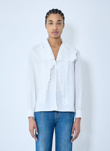 Chloé Embroidered Lavallière Shirt White chl0259007