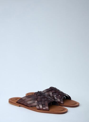 LN-CC® - Miu Miu: Woven Leather Sandals - Brown Miu Miu Woven Leather Sandals Brown miu0164042