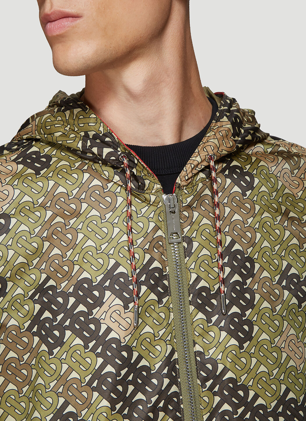 Burberry Men s Monogram Print Hooded Jacket in Green LN CC