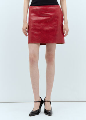 Prada Craquelé Leather Mini Skirt Red pra0258011