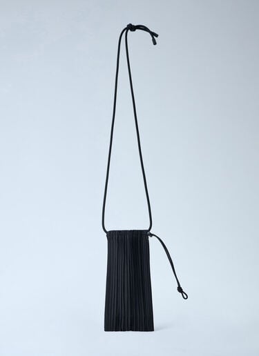 Pleats Please Issey Miyake Pleated Drawstring Pouch Black plp0263005