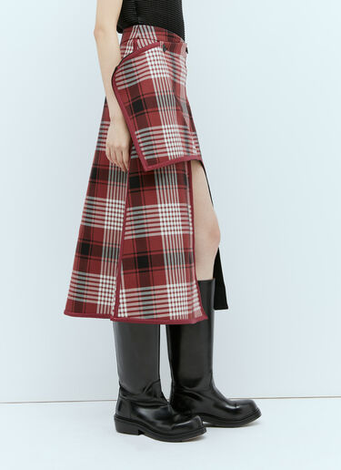 Issey Miyake Counterpoint Check Skirt Red ism0255002