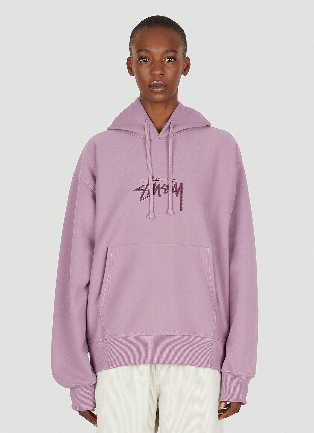 Stüssy Logo Embroidery Hooded Sweatshirt Beige sts0347010