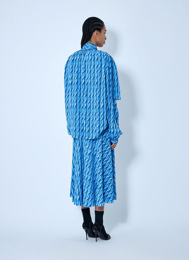 Balenciaga Double Sleeve Pleated Dress Blue bal0259007