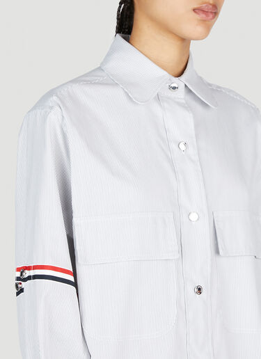 Thom Browne Signature Stripe Shirt Dress Grey thb0252003