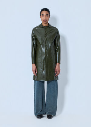MM6 Maison Margiela Faux-Leather Button-Up Coat Green mmm0264050