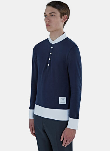 Thom Browne Classic Piqué Long Sleeved Polo Sweater Navy thb0125015