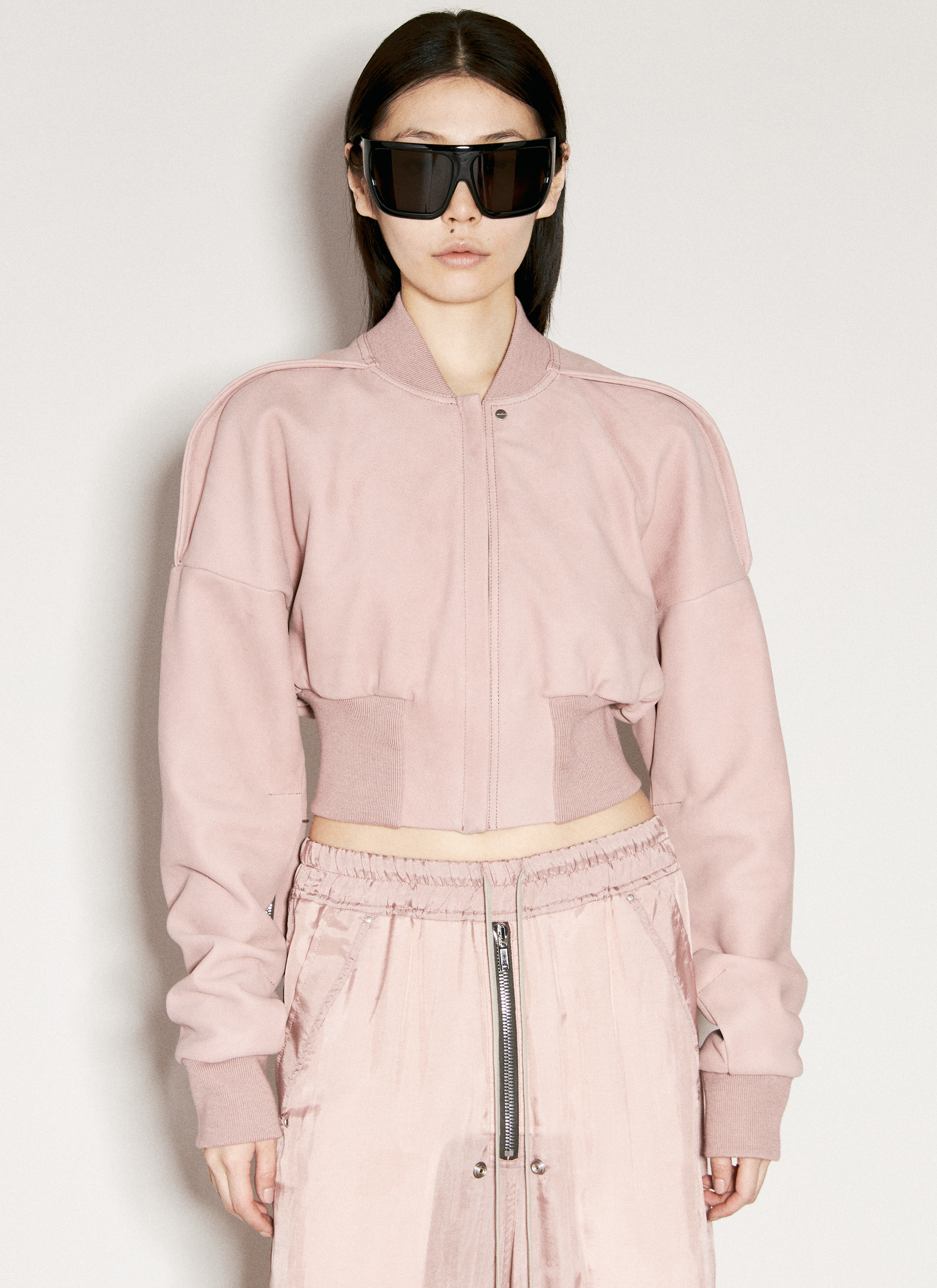 Pink suede bomber jacket cheap