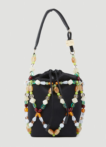 GANNI Bucket Beads Handbag Black gan0253048