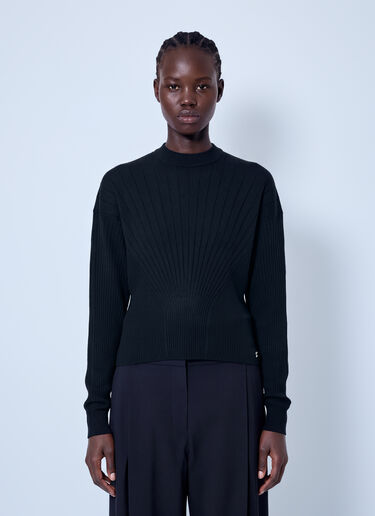 LN-CC® - Sportmax: Ribbed Knit Sweater - Black Sportmax Ribbed Knit Sweater Black spx0266004