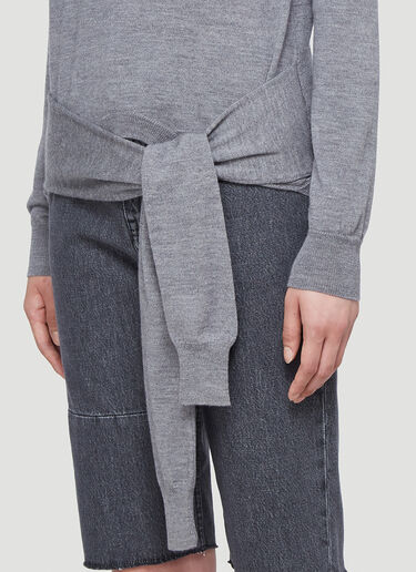 MM6 Maison Margiela Tie-Front Sweater Grey mmm0241012