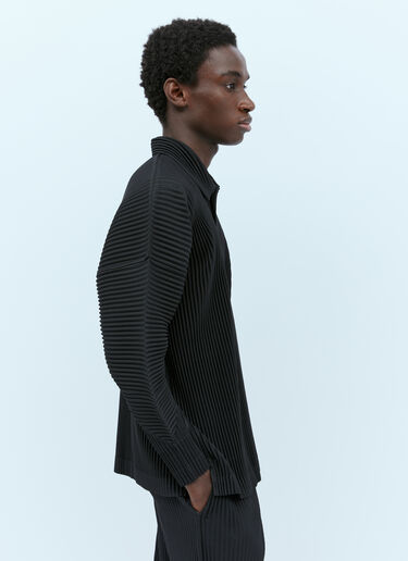 MC August Pleated Knit Polo Shirt Homme Plissé Issey Miyake MC August Pleated Knit Polo Shirt Black hmp0154006