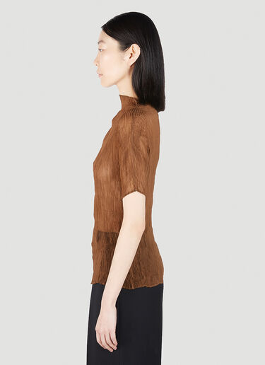 Issey Miyake Chiffon 扭纹高领上衣 棕色 ism0251006