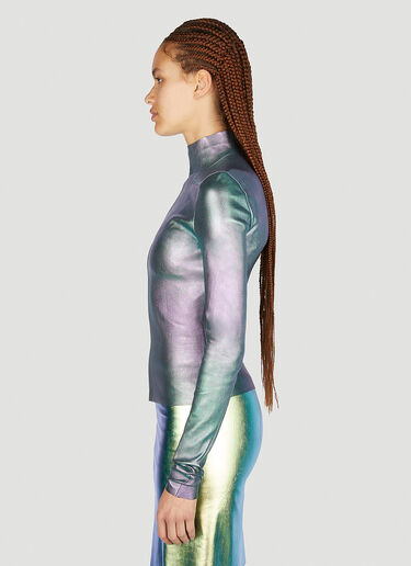 Rick Owens Oil Slick Leather Jacket Green ric0251002