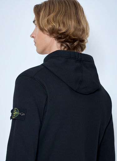 Stone Island Zip-Up Hoodie with Sleeve Patch Black sto0165018