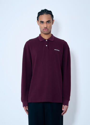 Miu Miu Logo Embroidery Polo Shirt Burgundy miu0159006
