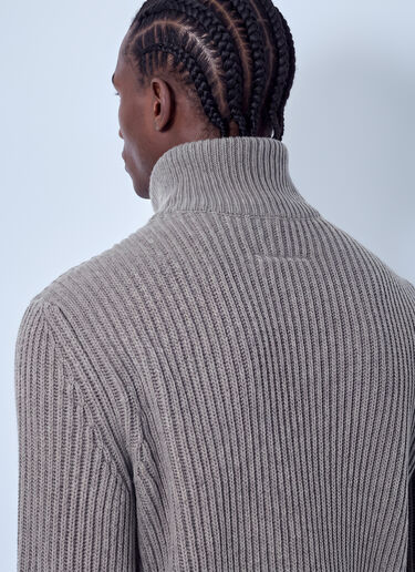 LN-CC® - MM6 Maison Margiela: Ribbed Zip-Up Sweater - Beige MM6 Maison Margiela Ribbed Zip-Up Sweater Beige mmm0165002