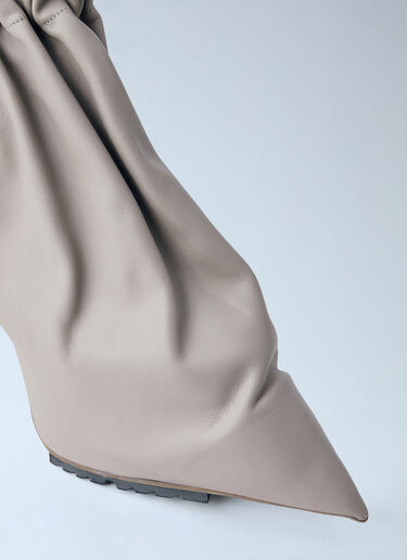 Rick Owens タキト ギャザー レザー アンクルブーツ グレー ric0264016