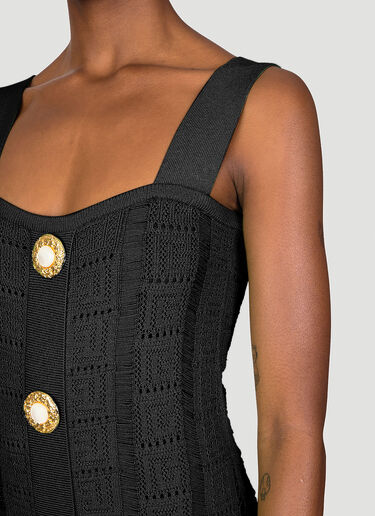 Balmain Monogram Mesh Knit Mini Dress Black bln0253011