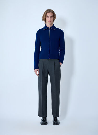 Jil Sander Zip-Up Wool Knit Cardigan Blue jil0164003
