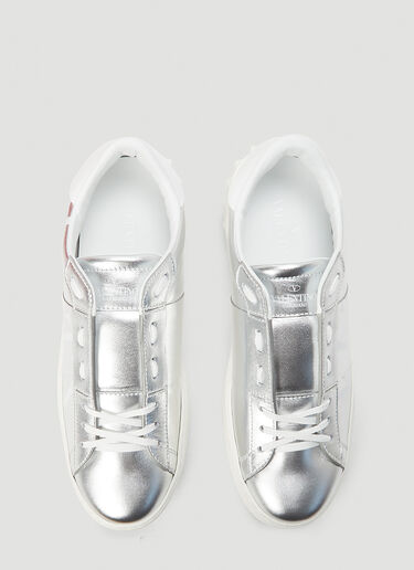 Valentino Metallic Open Sneakers Silver val0142062