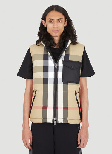 Burberry Reversible Archive Check Sleeveless Down Jacket Beige bur0146007