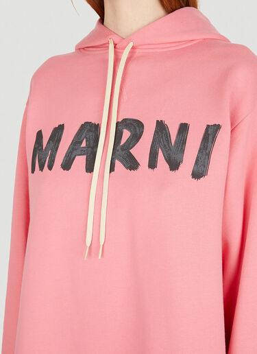 Logo Print Hooded Sweatshirt Marni Logo Print Hooded Sweatshirt Pink mni0251010