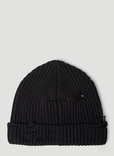 Distressed Beanie Hat MM6 Maison Margiela Distressed Beanie Hat Black mmm0353001