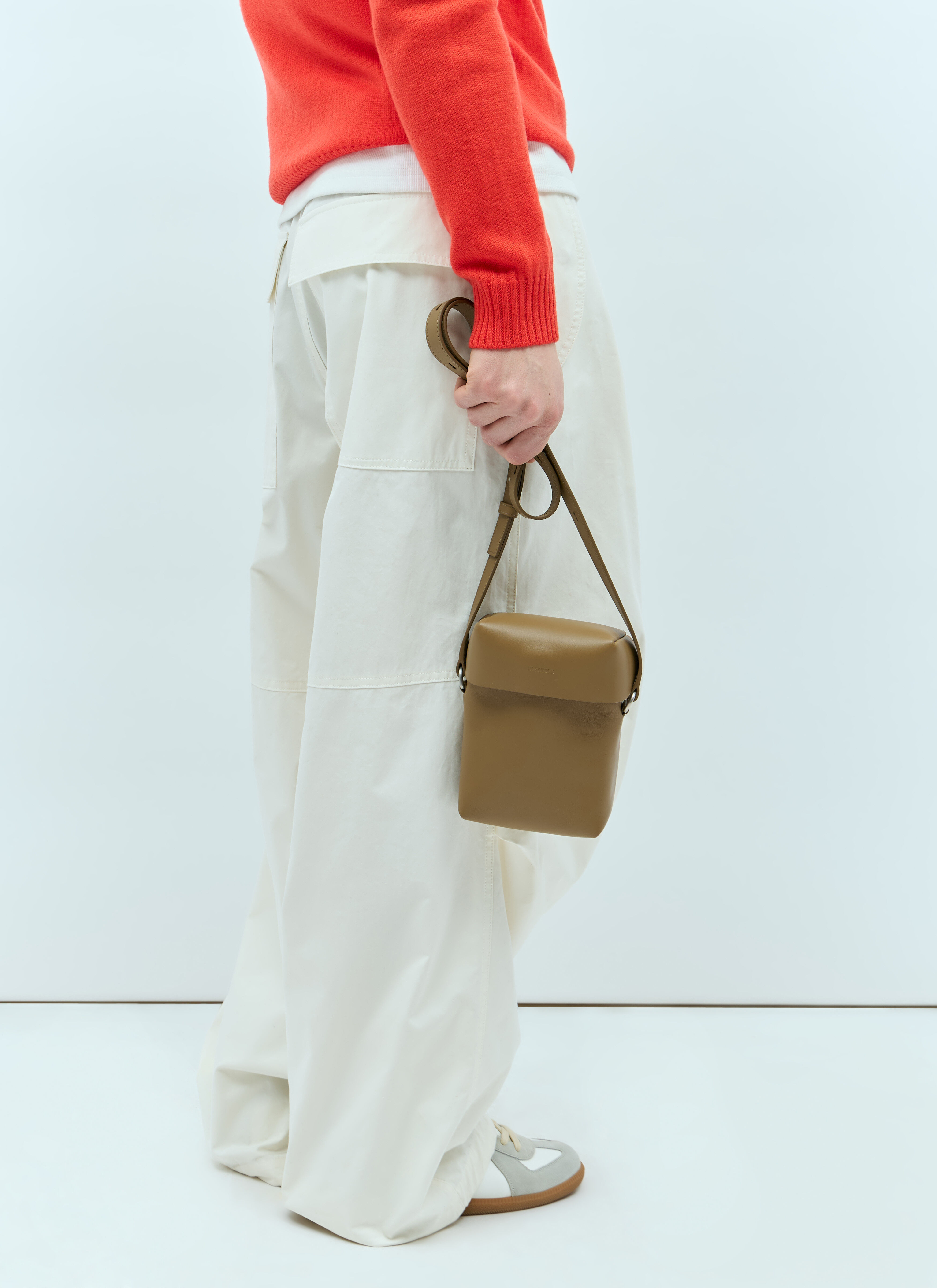 Jil Sander Men's' Lid Small Crossbody Bag in Brown | LN-CC®
