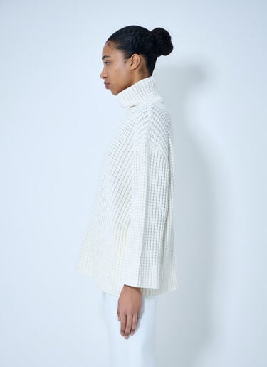 TOTEME Waffle Knit Turtleneck Sweater White tot0264024