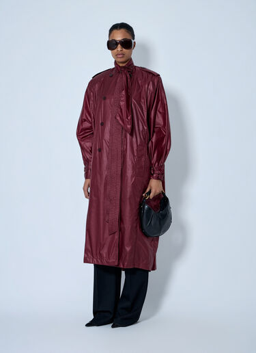 LN-CC® - Saint Laurent: Long Coat with Double-Breasted Fastening - Bordeaux Saint Laurent Long Coat with Double-Breasted Fastening Bordeaux sla0264033