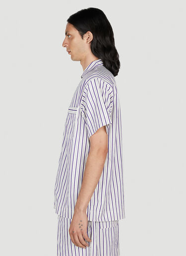 Tekla Lido Stripe Short Sleeve Pyjama Shirt Purple tek0353017