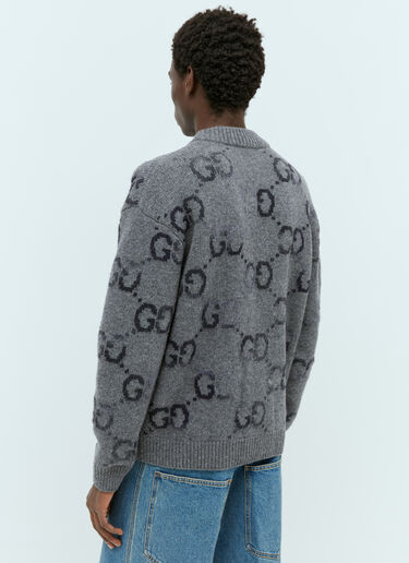 Gucci GG Intarsia Wool-Blend Cardigan Grey guc0155027