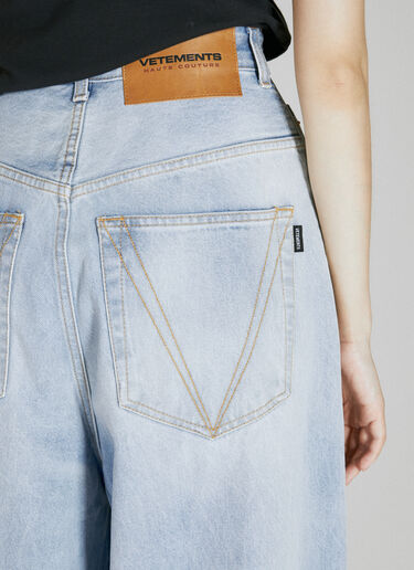 VETEMENTS ロゴ刺繍バギーデニムジーンズ ブルー vet0254001