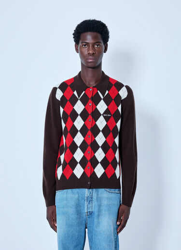 LN-CC® - Miu Miu: Cashmere Argyle Cardigan - Brown Miu Miu Cashmere Argyle Cardigan Brown miu0166018