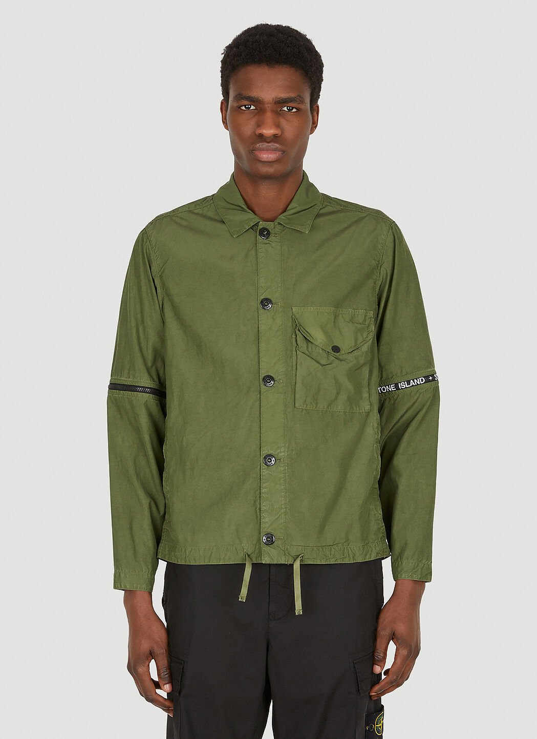 Stone Island Zipped Elbow Overshirt Jacket in Green LN CC