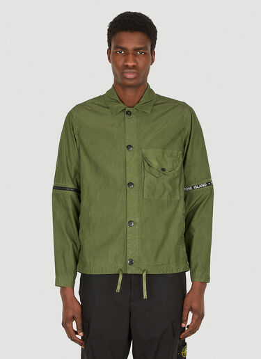 Stone Island ジップエルボー オーバーシャツジャケット グリーン sto0148024